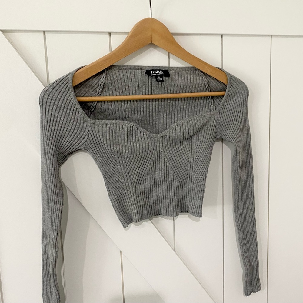 Grey Cropped Long Sleeve